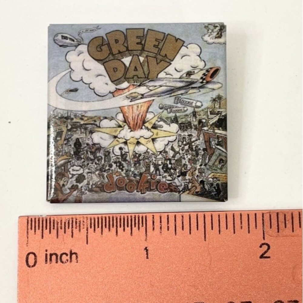 GREEN DAY DOOKIE SQUARE PIN Alternative Punk Rock Roll Pop Music VINTAGE 1.5"